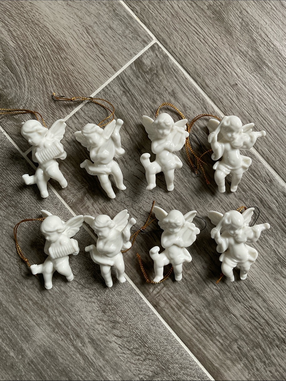 Gorham Porcelain Cherub Ornaments Set/8